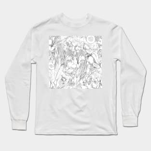 Hand-drawn pencil vgetable nature pattern on white Long Sleeve T-Shirt